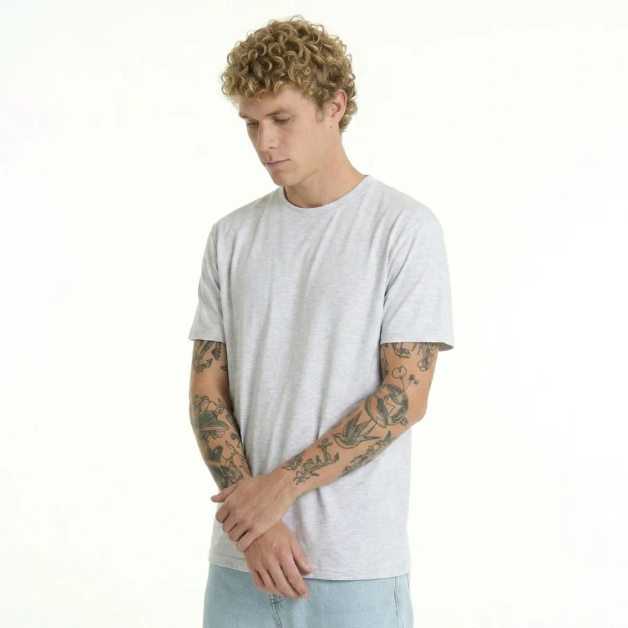 Regular fit basic gray t-shirt for men with print or embroidery.